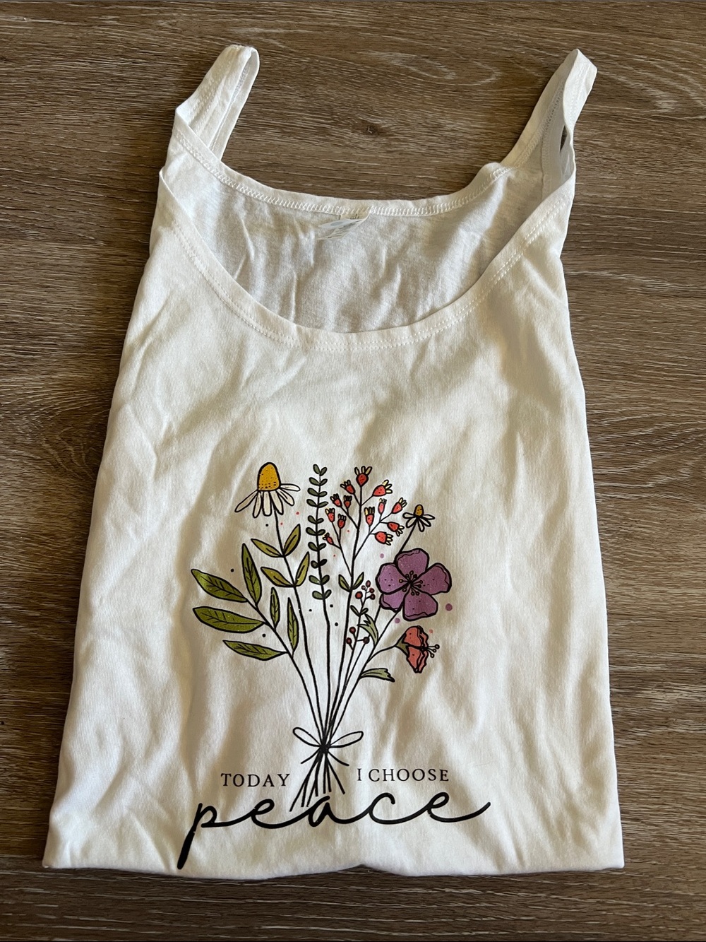 White Floral 'Today I Choose Peace' Tank Top